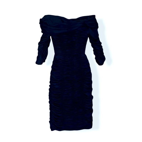 Vintage Victor Costa black ruched cocktail dress 2